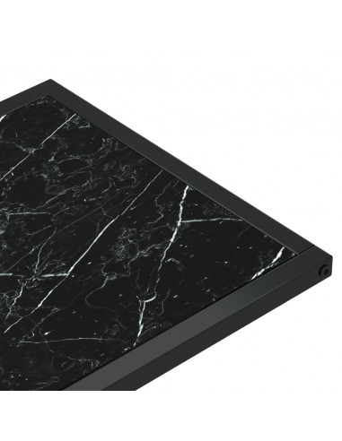 Tavolino per Computer Marmo Nero 50x35x65 cm Vetro Temperato