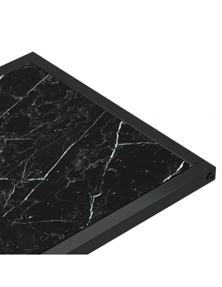 Tavolino per Computer Marmo Nero 50x35x65 cm Vetro Temperato