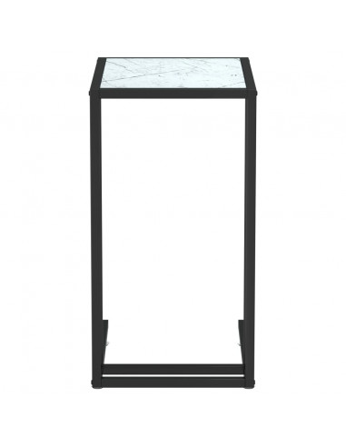 Tavolino per Computer Marmo Bianco 50x35x65 cm Vetro Temperato