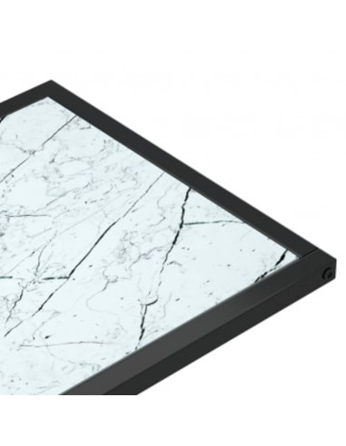 Tavolino per Computer Marmo Bianco 50x35x65 cm Vetro Temperato