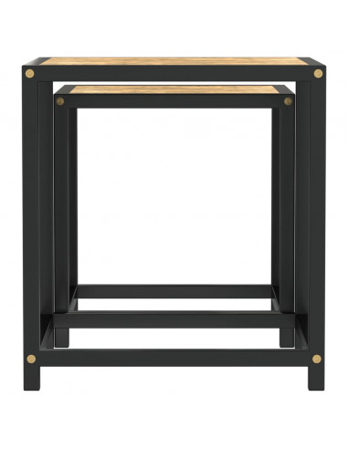 Tavolini 2 pz in MDF Neri e Gialli