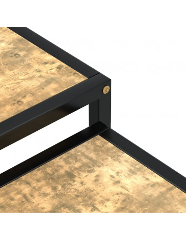 Tavolini 2 pz in MDF Neri e Gialli