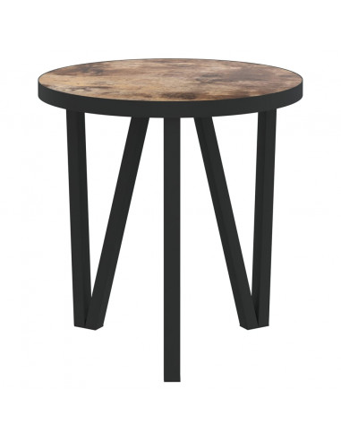 Tavolino Nero e Giallo Ø35 cm in MDF