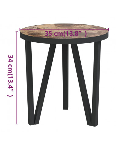 Tavolino Nero e Giallo Ø35 cm in MDF