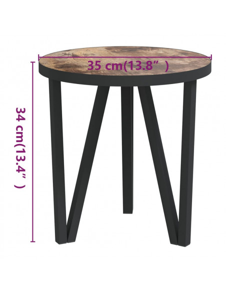 Tavolino Nero e Giallo Ø35 cm in MDF