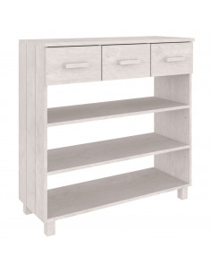 Tavolo Consolle Bianco 90x35x90 cm Legno Massello di Pino 2