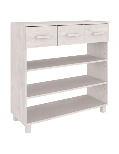 Tavolo Consolle Bianco 90x35x90 cm Legno Massello di Pino