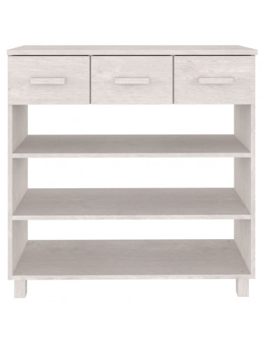 Tavolo Consolle Bianco 90x35x90 cm Legno Massello di Pino