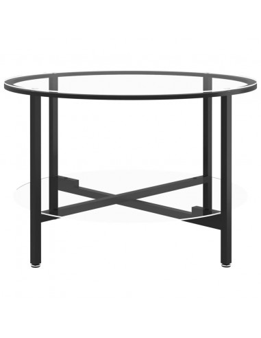 Tavolino da Salotto Nero e Trasparente 70 cm in Vetro Temperato