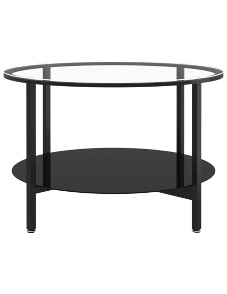 Tavolino da Salotto Nero e Trasparente 70 cm in Vetro Temperato