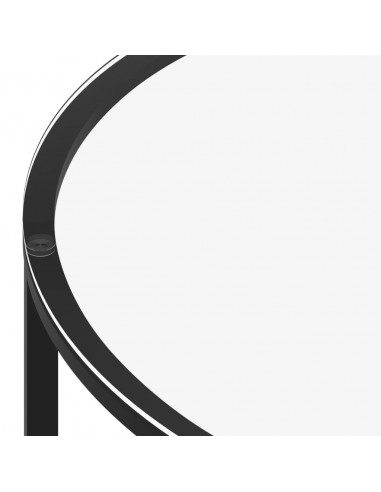 Tavolino da Salotto Nero e Marmo Nero 70 cm in Vetro Temperato