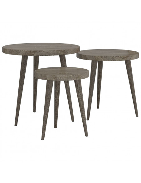 Set di Tavolini 3 pz Grigi in MDF e Ferro