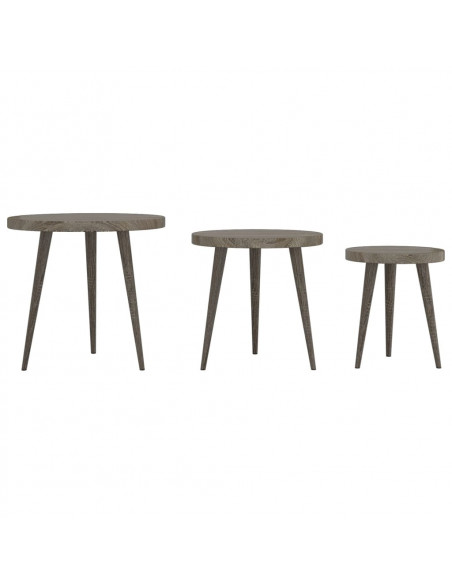 Set di Tavolini 3 pz Grigi in MDF e Ferro