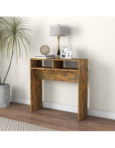 Tavolino Consolle Rovere Fumo 78x30x80 cm in Legno Multistrato