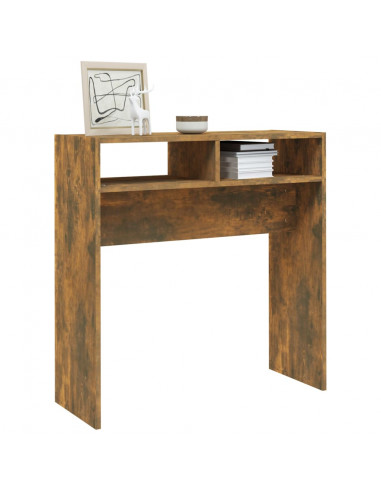 Tavolino Consolle Rovere Fumo 78x30x80 cm in Legno Multistrato