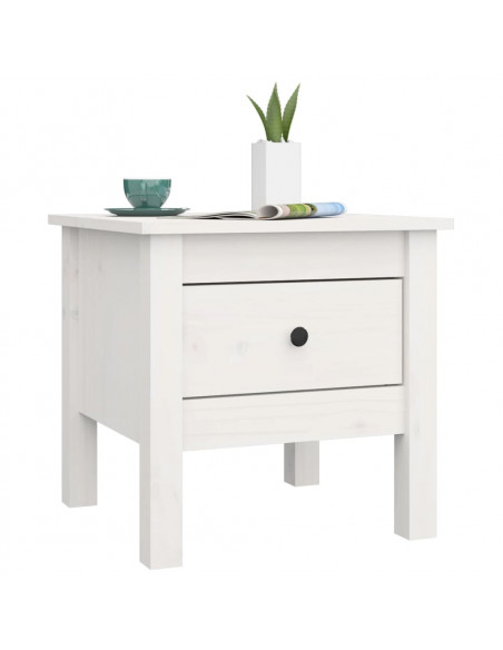 Tavolino Bianco 40x40x39 cm Legno Massello di Pino