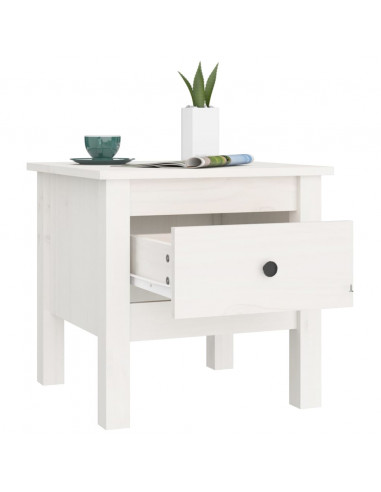 Tavolino Bianco 40x40x39 cm Legno Massello di Pino