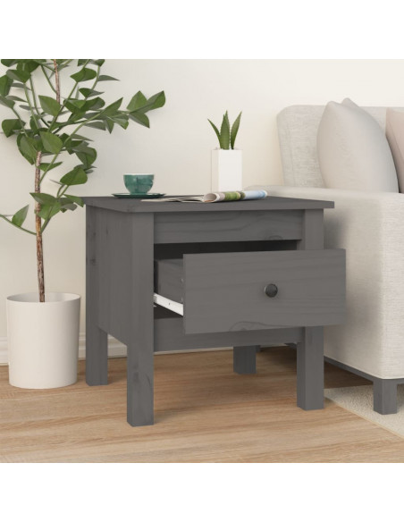 Tavolino Grigio 40x40x39 cm Legno Massello di Pino