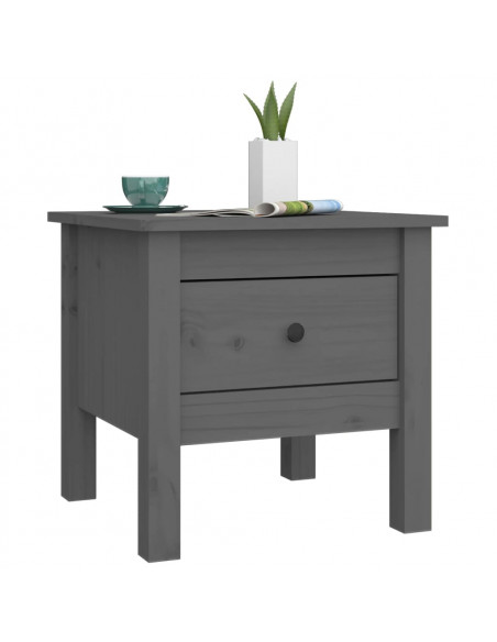Tavolino Grigio 40x40x39 cm Legno Massello di Pino