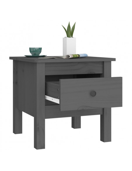 Tavolini 2 pz Grigi 40x40x39 cm Legno Massello di Pino