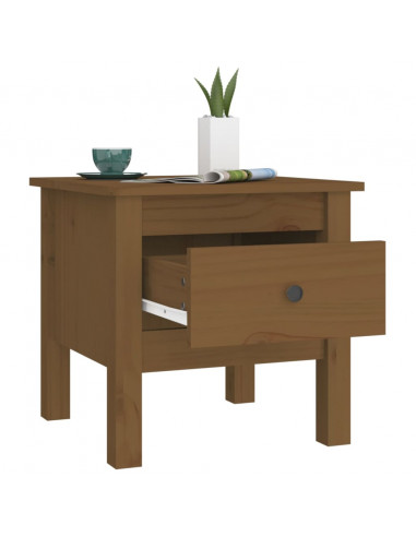 Tavolini 2 pz Miele 40x40x39 cm Legno Massello di Pino