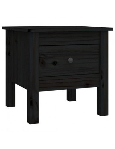Tavolini 2 pz Neri 40x40x39 cm in Legno Massello di Pino