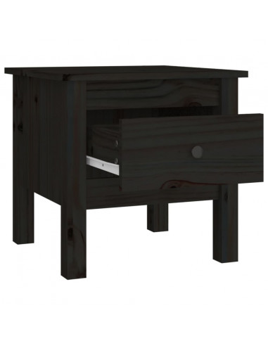 Tavolini 2 pz Neri 40x40x39 cm in Legno Massello di Pino