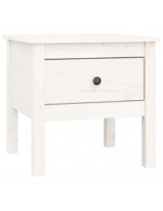 Tavolino Bianco 50x50x49 cm Legno Massello di Pino 2