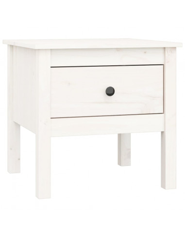 Tavolino Bianco 50x50x49 cm Legno Massello di Pino