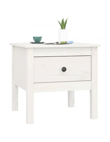Tavolino Bianco 50x50x49 cm Legno Massello di Pino