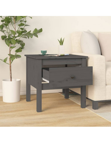 Tavolino Grigio 50x50x49 cm Legno Massello di Pino