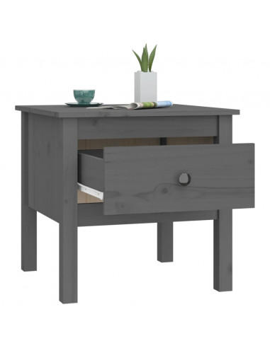 Tavolino Grigio 50x50x49 cm Legno Massello di Pino