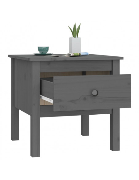 Tavolino Grigio 50x50x49 cm Legno Massello di Pino