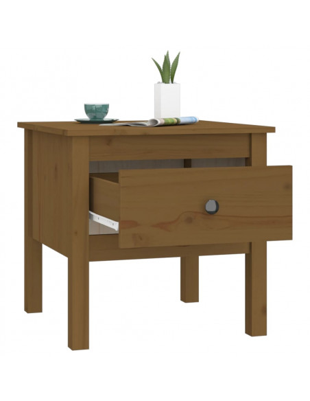 Tavolini 2 pz Miele 50x50x49 cm Legno Massello di Pino
