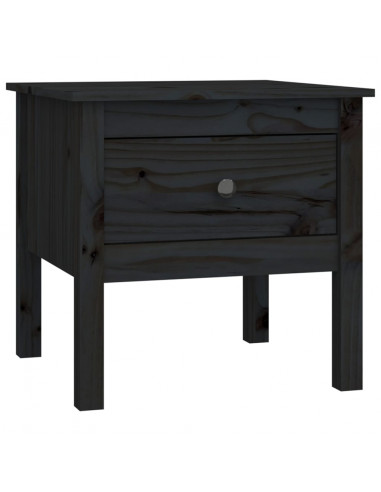 Tavolino Nero 50x50x49 cm Legno Massello di Pino