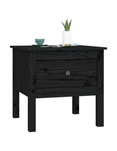 Tavolino Nero 50x50x49 cm Legno Massello di Pino