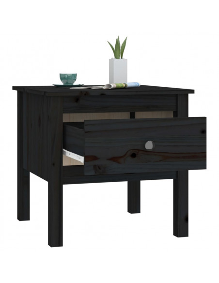Tavolino Nero 50x50x49 cm Legno Massello di Pino