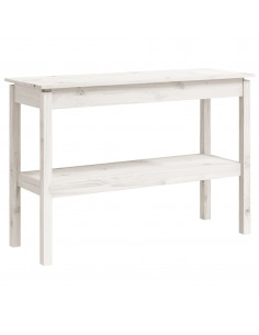 Tavolo Consolle Bianco 110x40x75 cm in Legno Massello di Pino 2