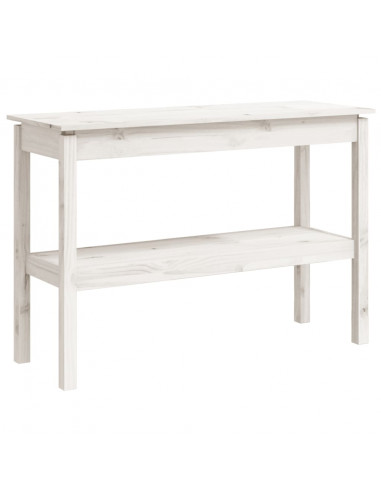 Tavolo Consolle Bianco 110x40x75 cm in Legno Massello di Pino