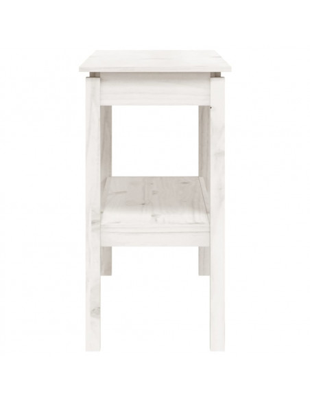 Tavolo Consolle Bianco 110x40x75 cm in Legno Massello di Pino
