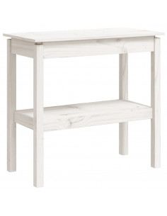 Tavolo Consolle Bianco 80x40x75 cm in Legno Massello di Pino 2