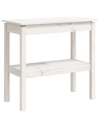 Tavolo Consolle Bianco 80x40x75 cm in Legno Massello di Pino