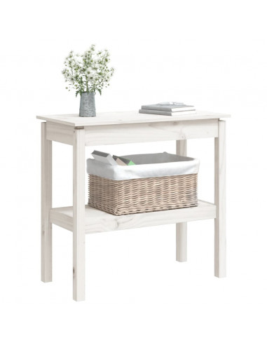 Tavolo Consolle Bianco 80x40x75 cm in Legno Massello di Pino