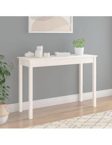 Tavolo Consolle Bianco 110x40x75 cm in Legno Massello di Pino