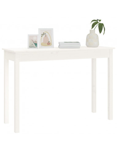 Tavolo Consolle Bianco 110x40x75 cm in Legno Massello di Pino