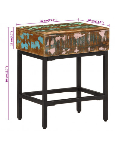 Tavolino 40x30x51 cm in Legno Massello di Recupero