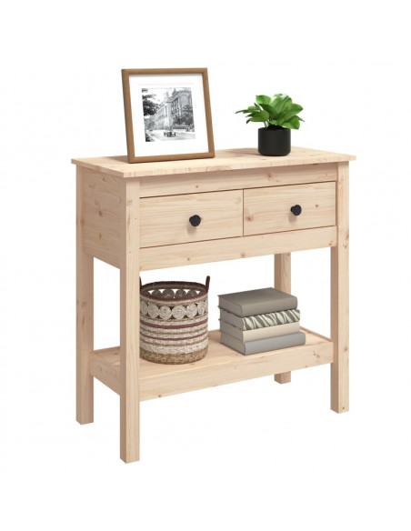 Tavolo Consolle 75x35x75 cm in Legno Massello di Pino