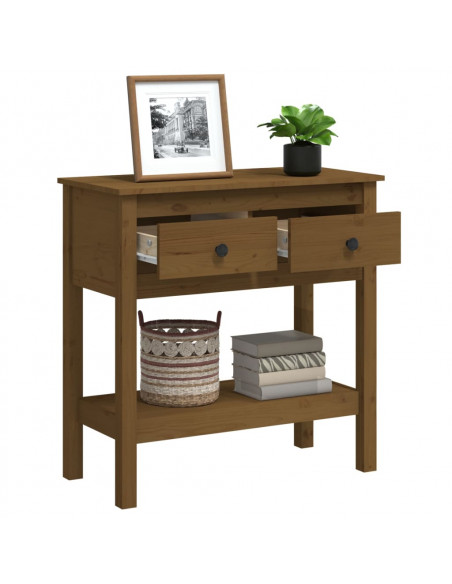 Tavolo Consolle Miele 75x35x75 cm in Legno Massello di Pino