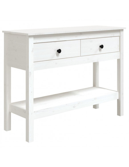 Tavolo Consolle Bianco 100x35x75 cm in Legno Massello di Pino