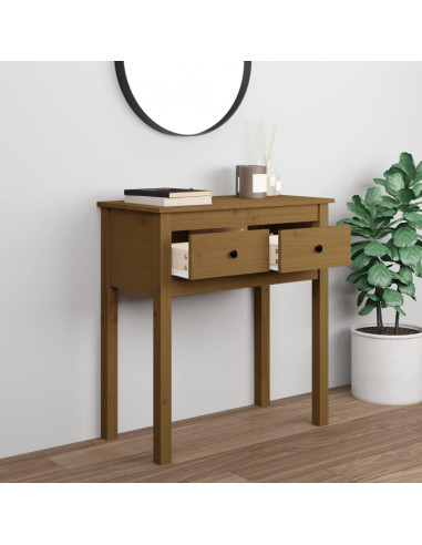Tavolo Consolle Miele 70x35x75 cm in Legno Massello di Pino